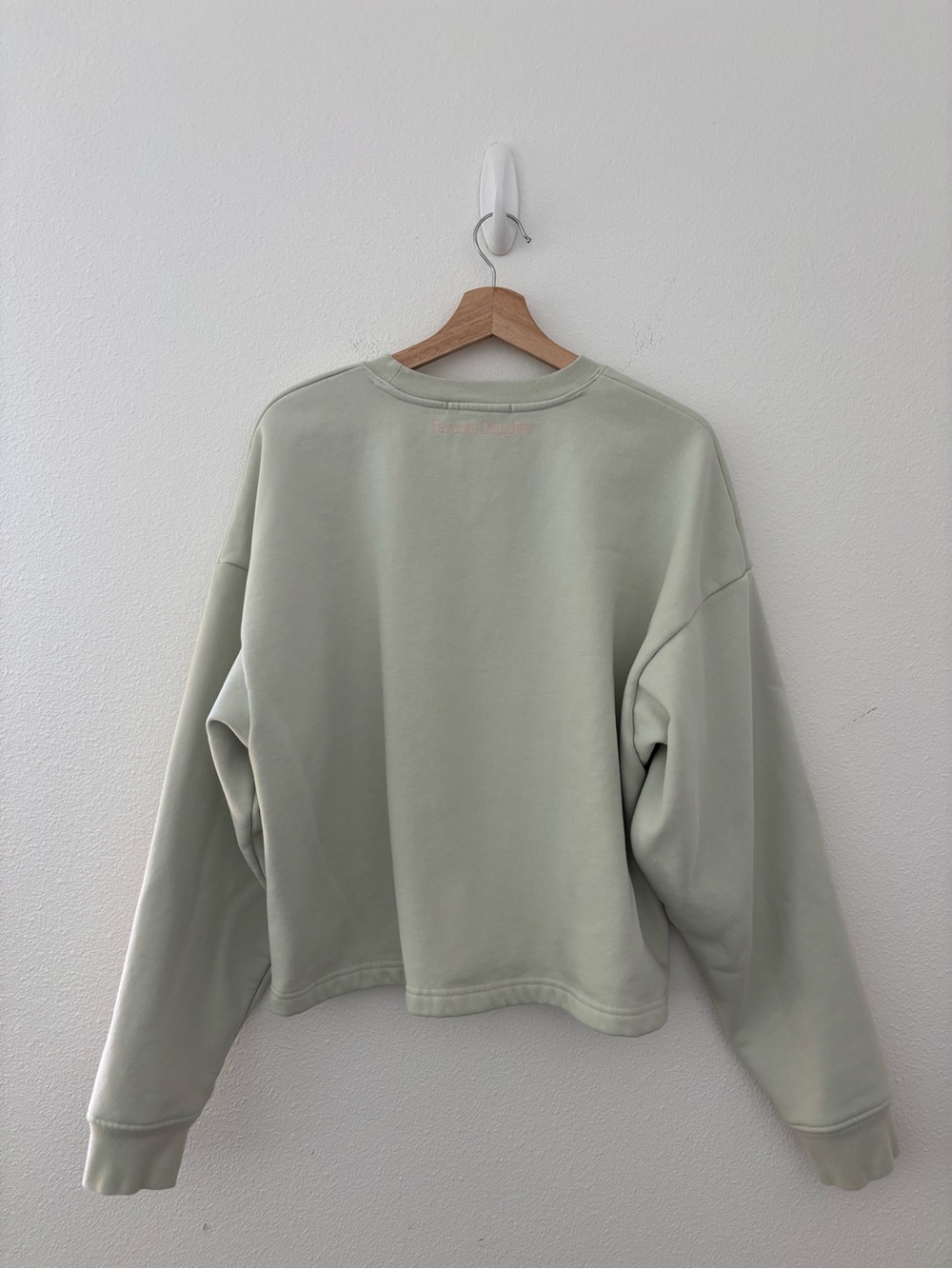 Favorite Daughter Cropped Mom's Favorite Sweatshirt in light sage white - Picture 2 of 3